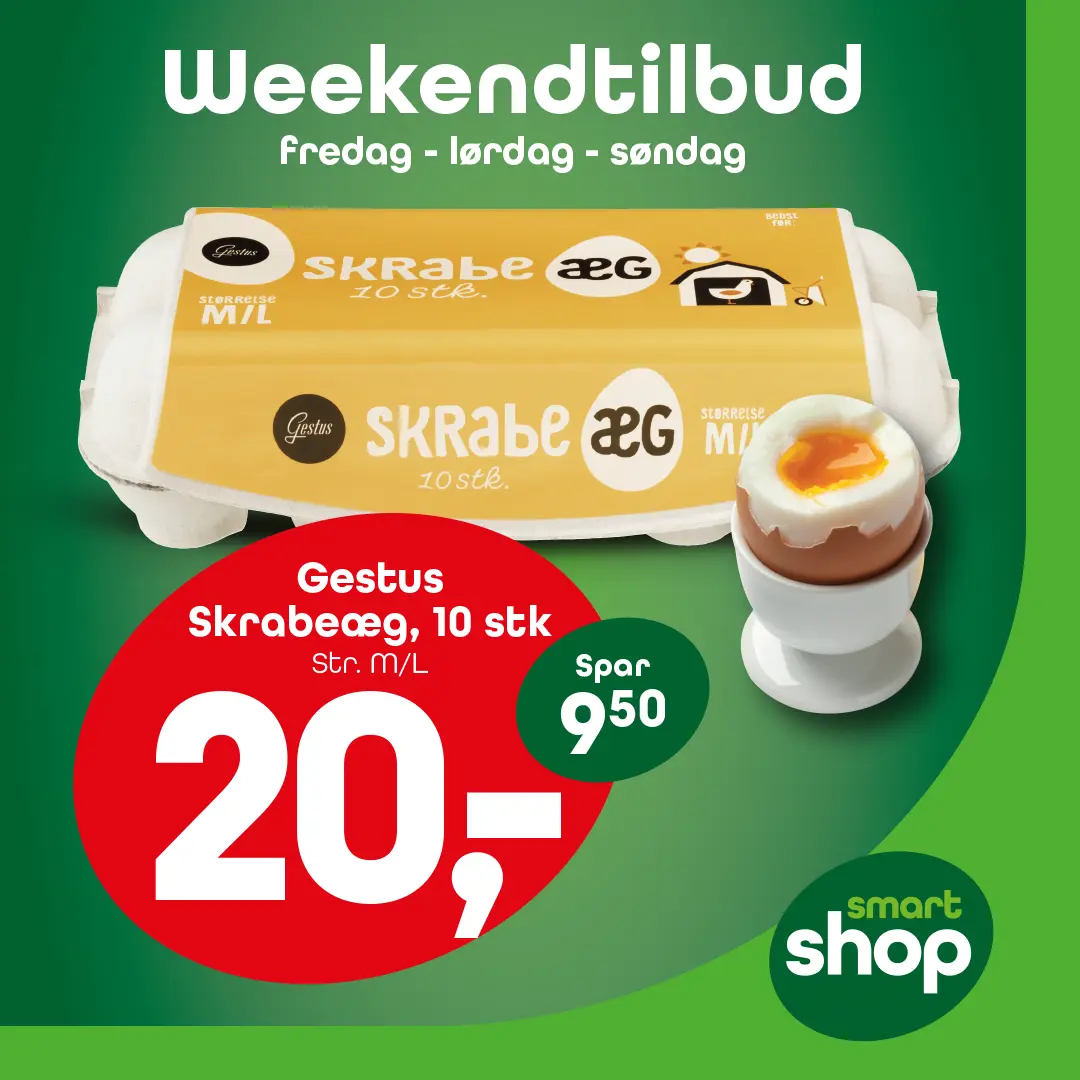 Weekend tilbud — Gestus Skrabeæg 10 stk 20,-