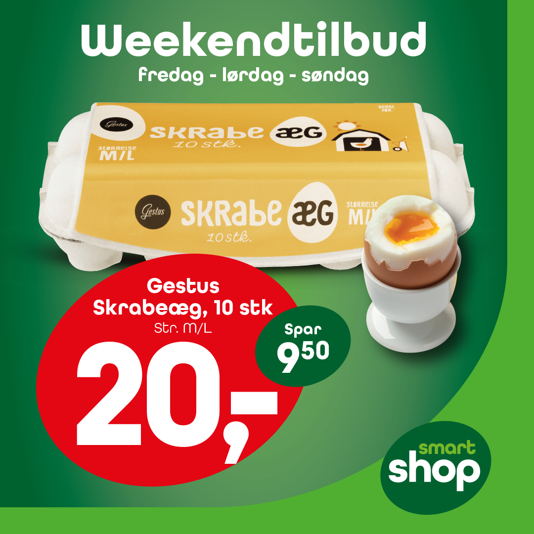 Weekend tilbud — Gestus Skrabeæg 10 stk 20,-